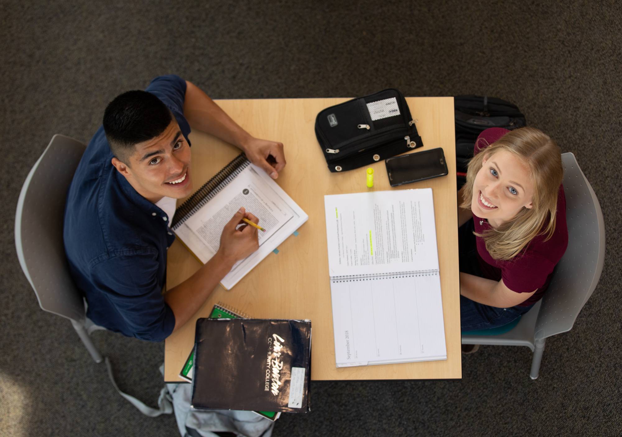 photo of smiling students from above