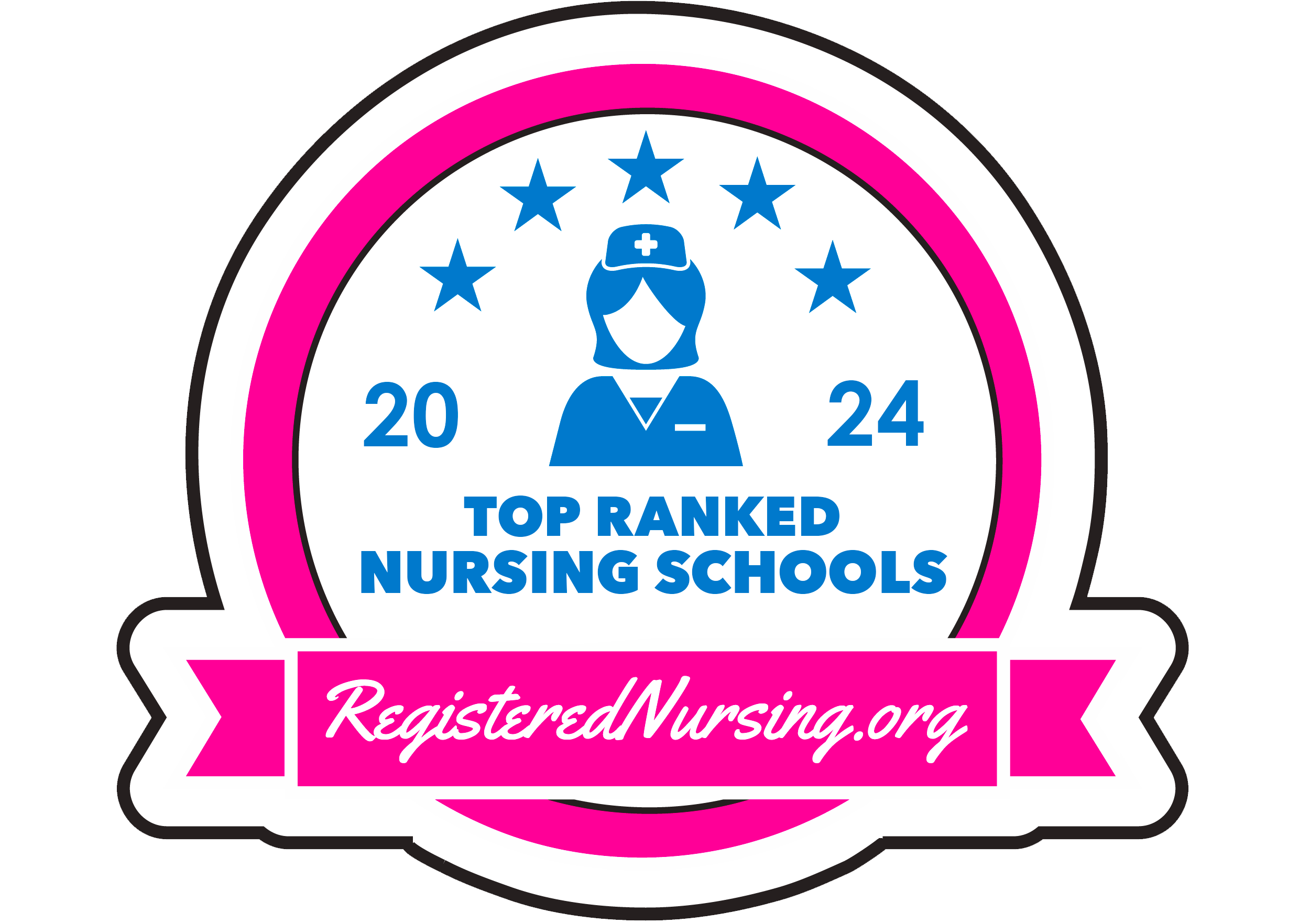 badge for top ranking nursing school at registerednursing.org