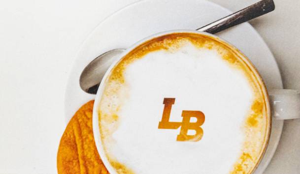 photo of coffee with LB logo